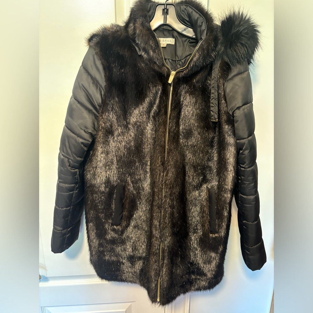 Black fur coat
